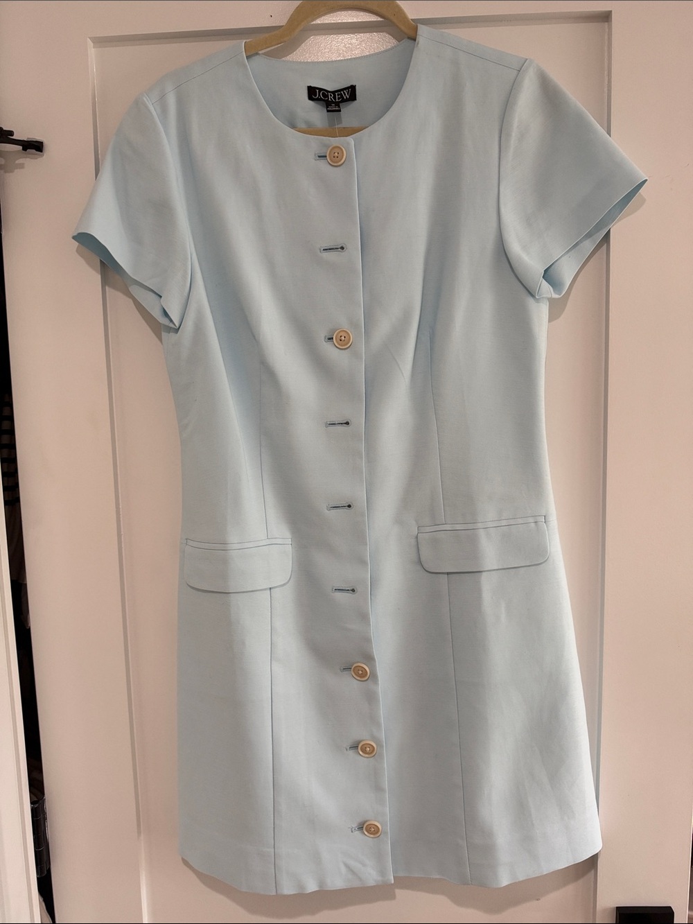 J. Crew Pastel Blue Short Sleeve Button Dress